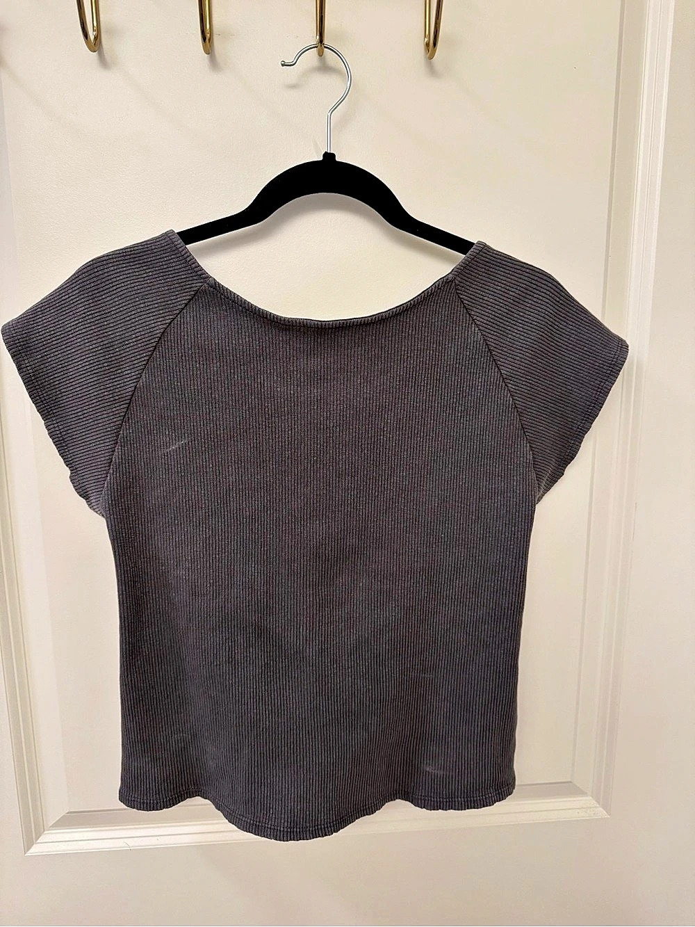 Aerie Ribbed Open Back T-Shirt Gray XL